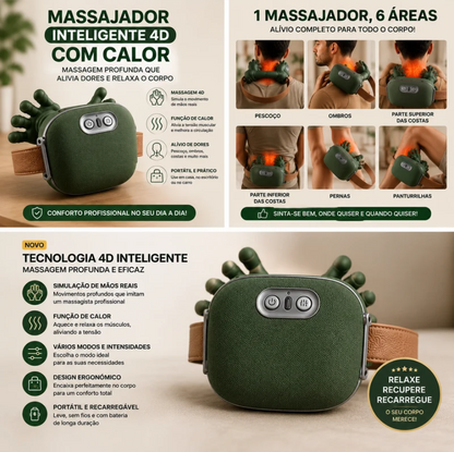 Massageador Shiatsu Elétrico para Pescoço, Ombros e Costas – Alívio Profundo